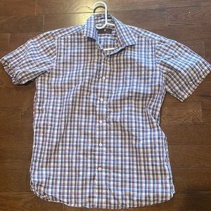 Mens short sleeved Toscano button down size large